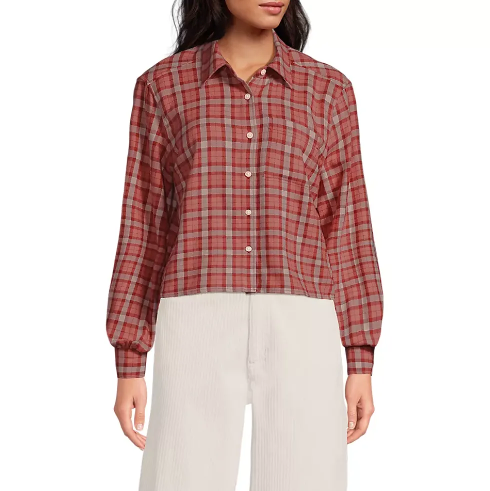 Women's Cropped Flannel Shirt