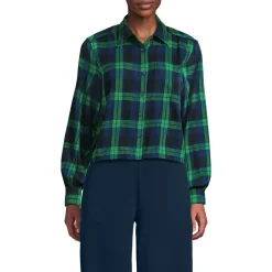 Women's Cropped Flannel Shirt