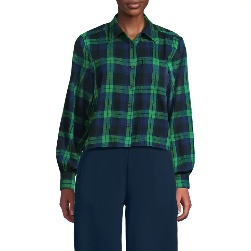 Women's Cropped Flannel Shirt
