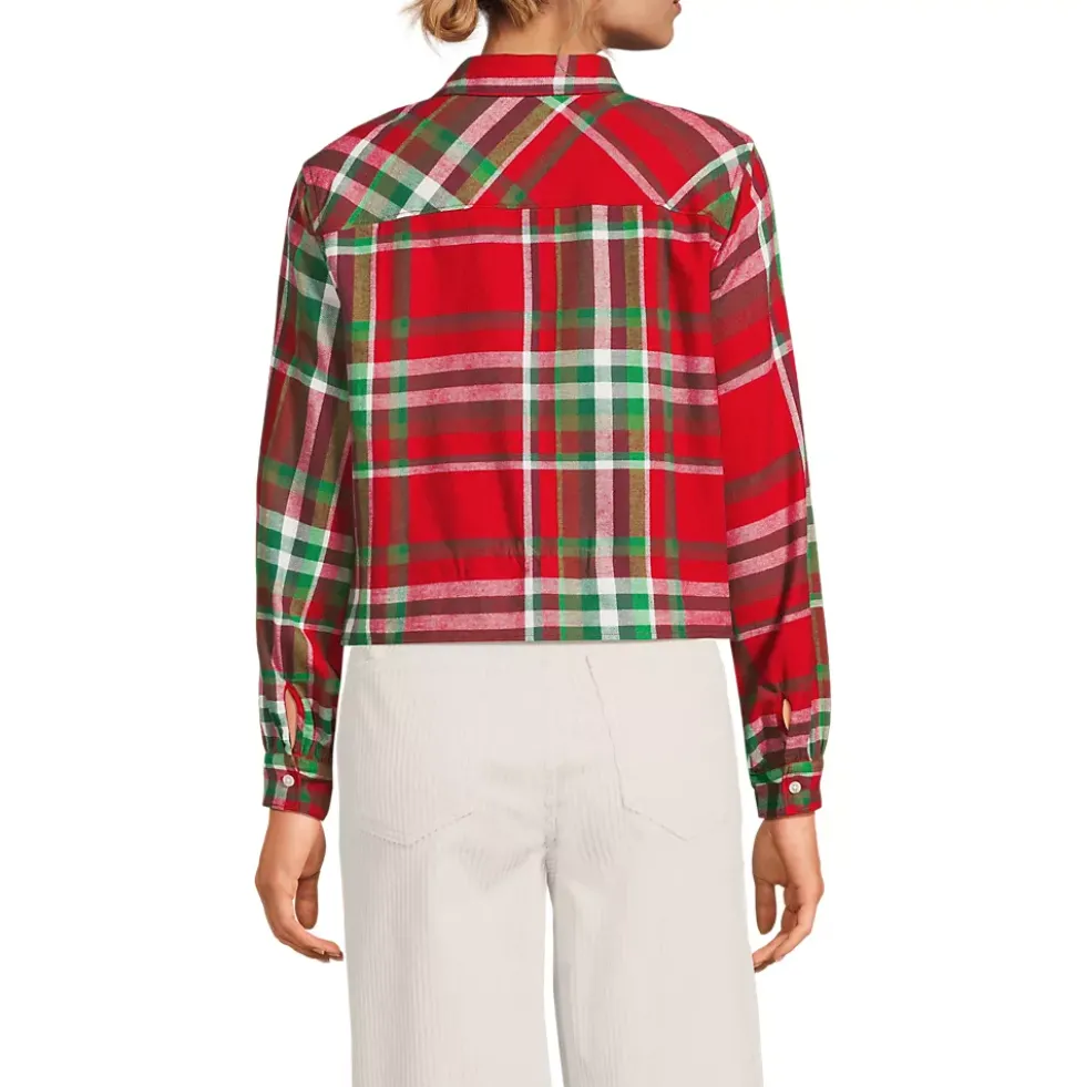 Women's Cropped Flannel Shirt