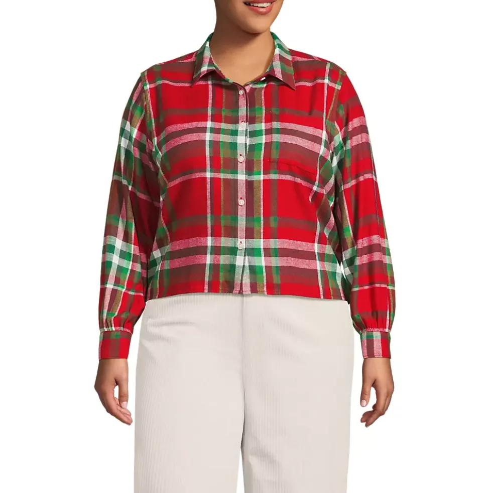 Women's Cropped Flannel Shirt