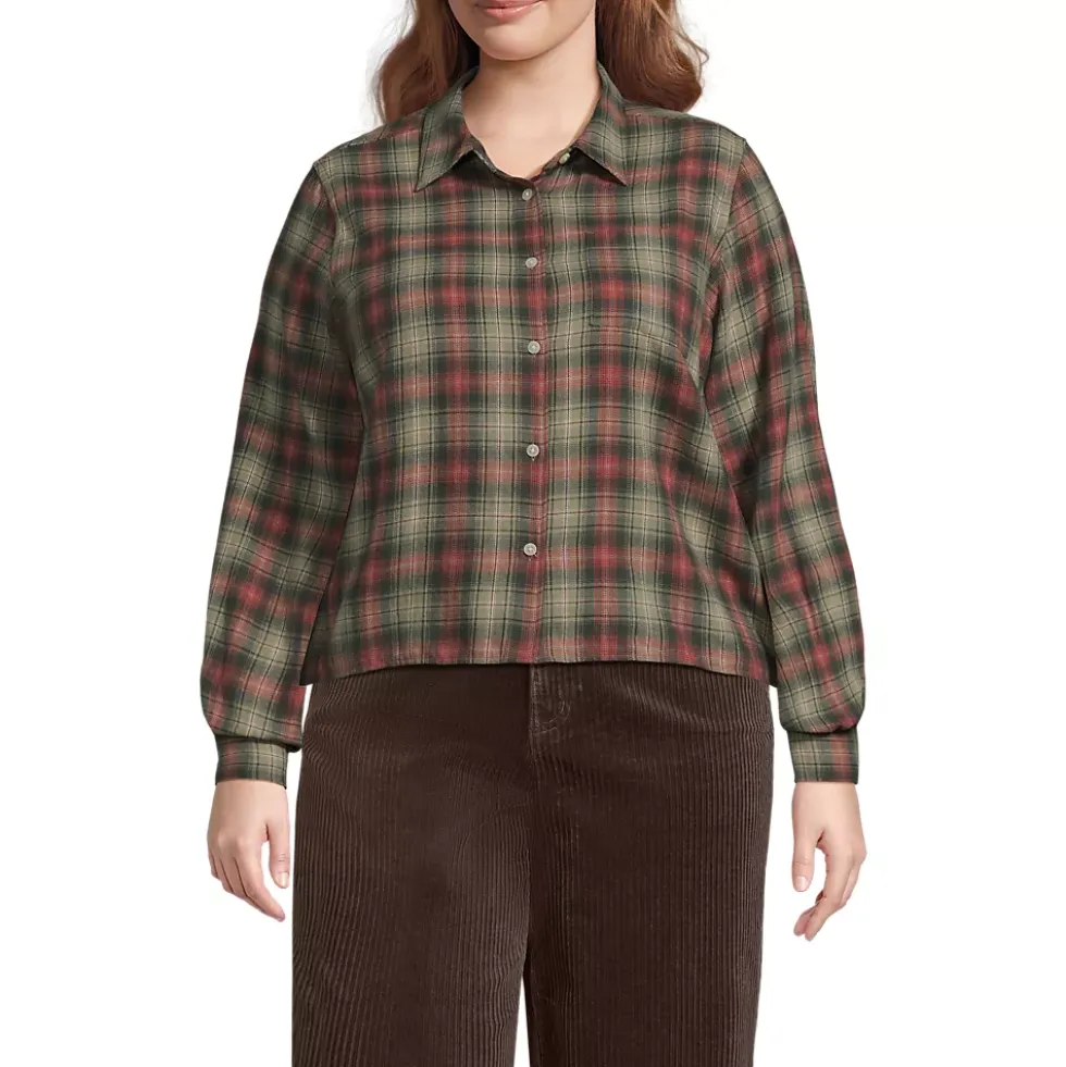 Women's Cropped Flannel Shirt
