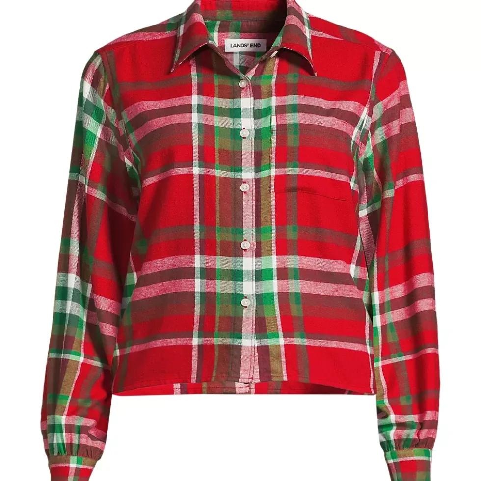 Women's Cropped Flannel Shirt