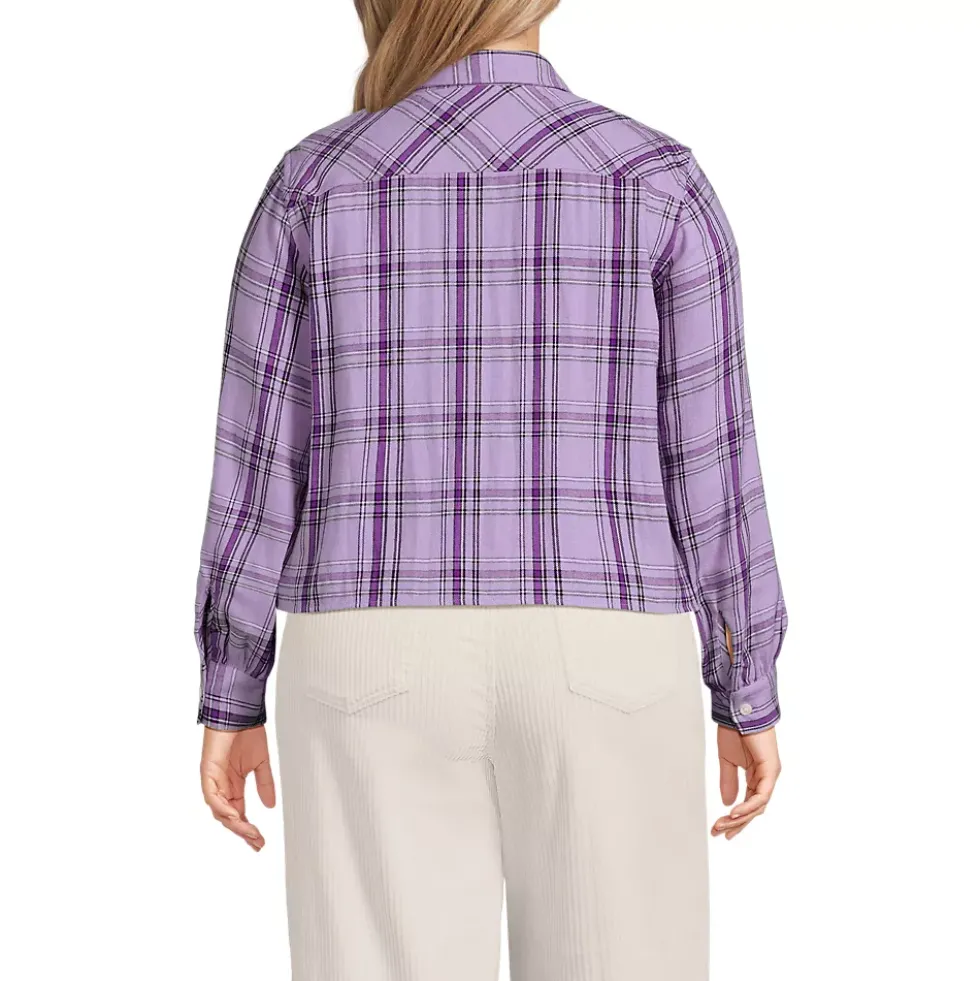 Women's Cropped Flannel Shirt