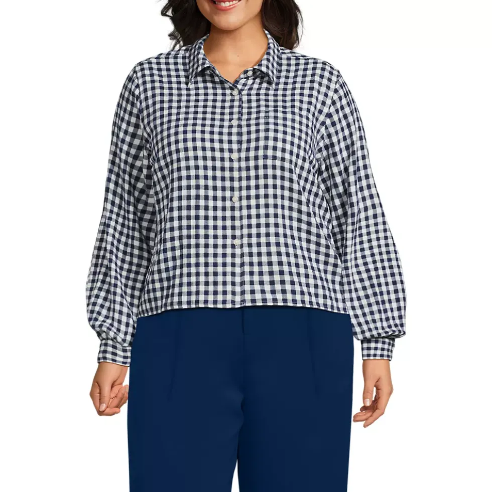 Women's Cropped Flannel Shirt