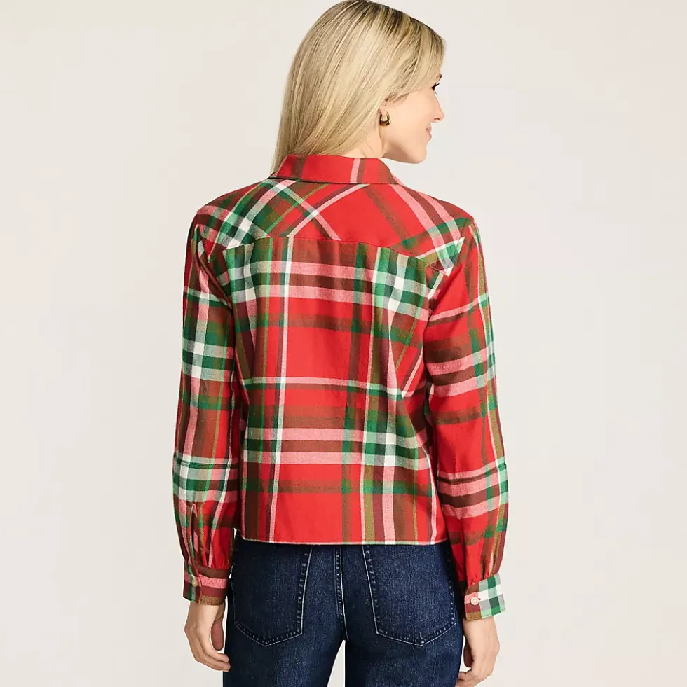 Women's Cropped Flannel Shirt