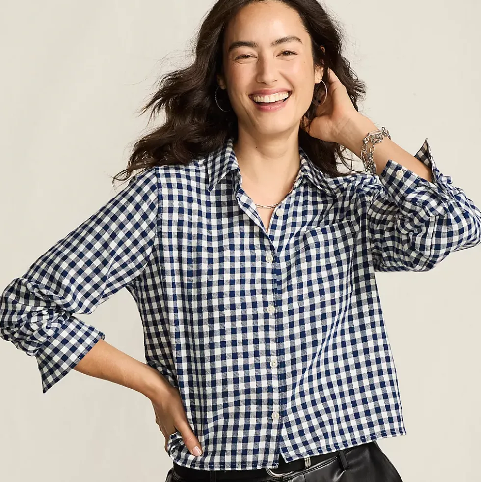 Women's Cropped Flannel Shirt
