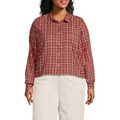 Women's Cropped Flannel Shirt
