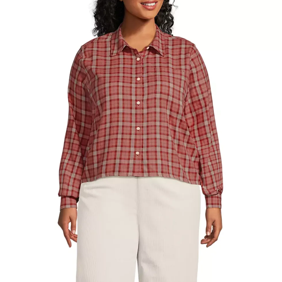 Women's Cropped Flannel Shirt
