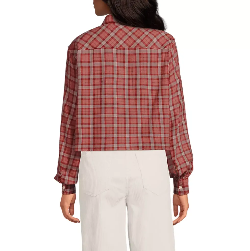 Women's Cropped Flannel Shirt