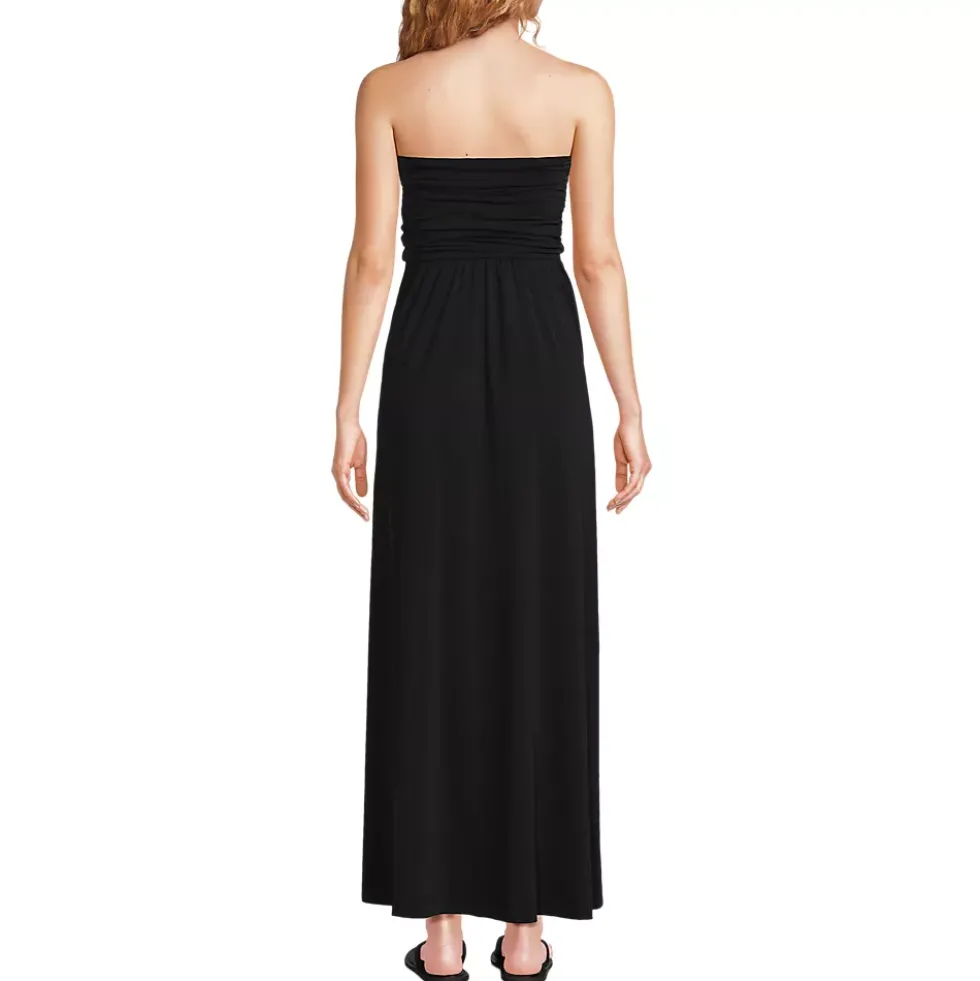 Women's Cupro Bandeau Maxi Dress with Removable Straps
