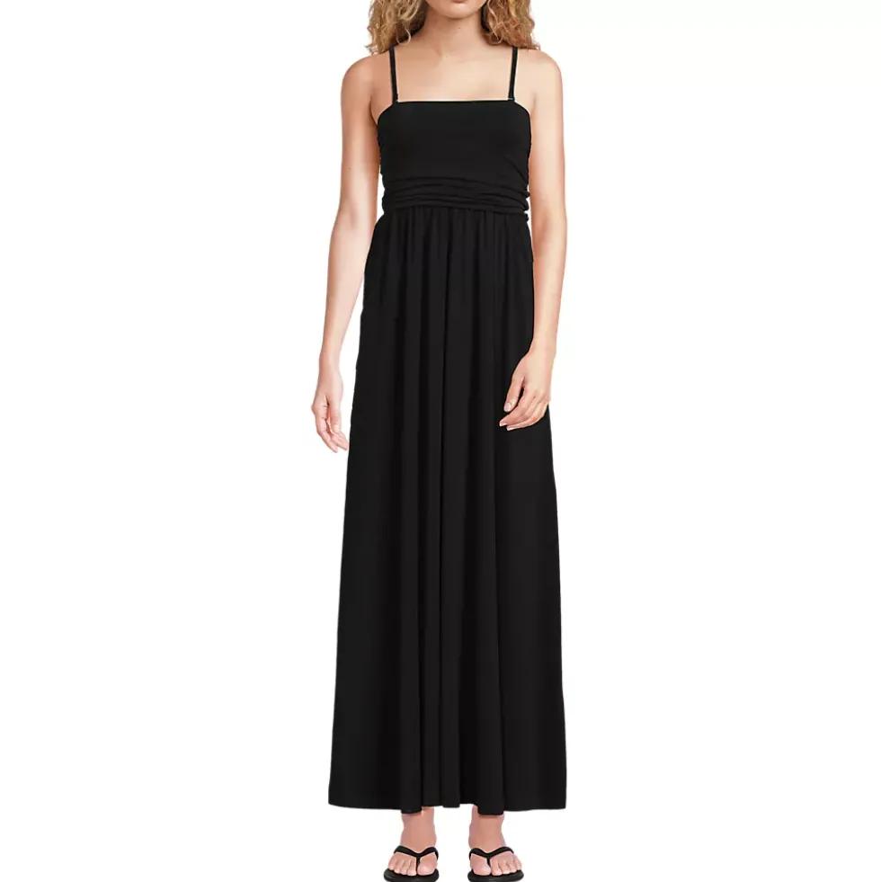 Women's Cupro Bandeau Maxi Dress with Removable Straps
