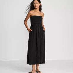 Women's Cupro Bandeau Maxi Dress with Removable Straps