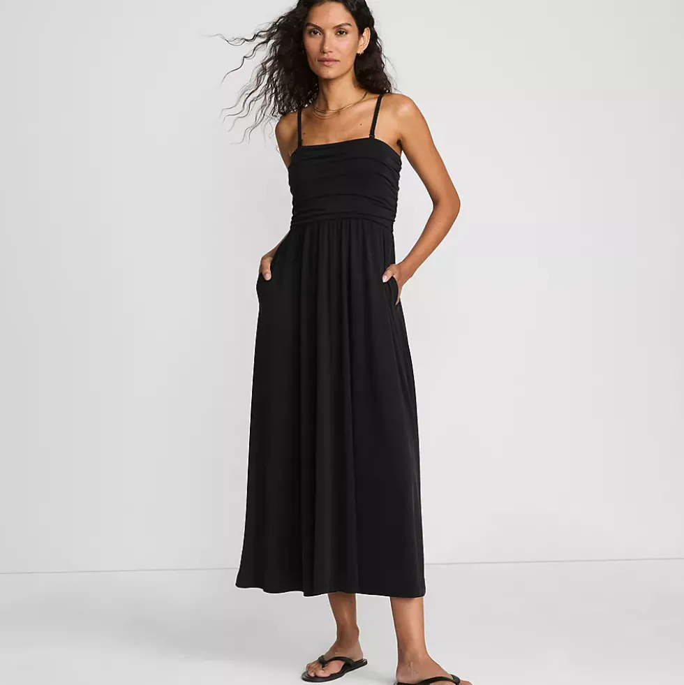 Women's Cupro Bandeau Maxi Dress with Removable Straps