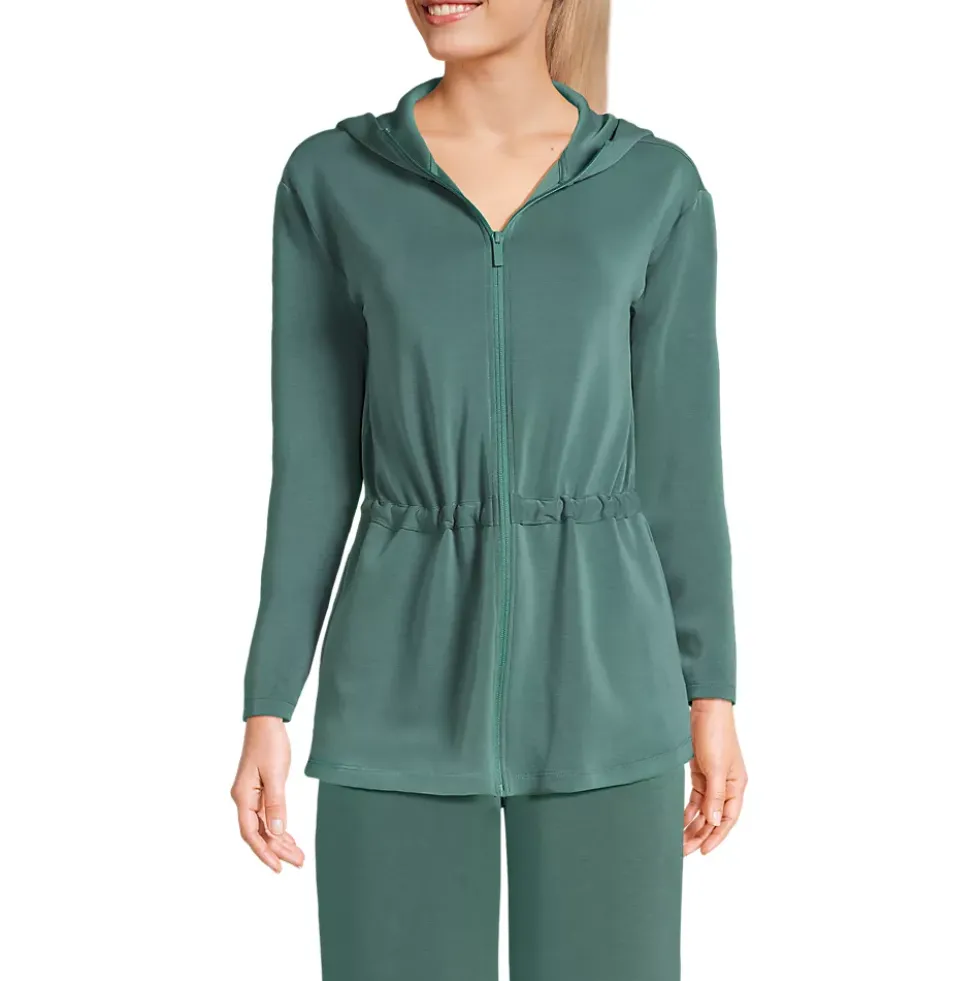 Women's Cupro Long Sleeve Full Zip Tunic Hoodie