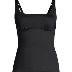 Women's D-Cup Chlorine Resistant Tummy Control Square Neck Underwire Tankini Swimsuit Top