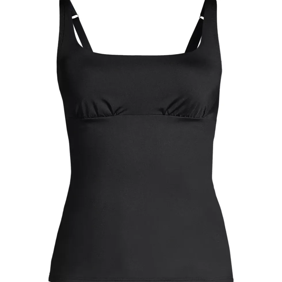 Women's D-Cup Chlorine Resistant Tummy Control Square Neck Underwire Tankini Swimsuit Top