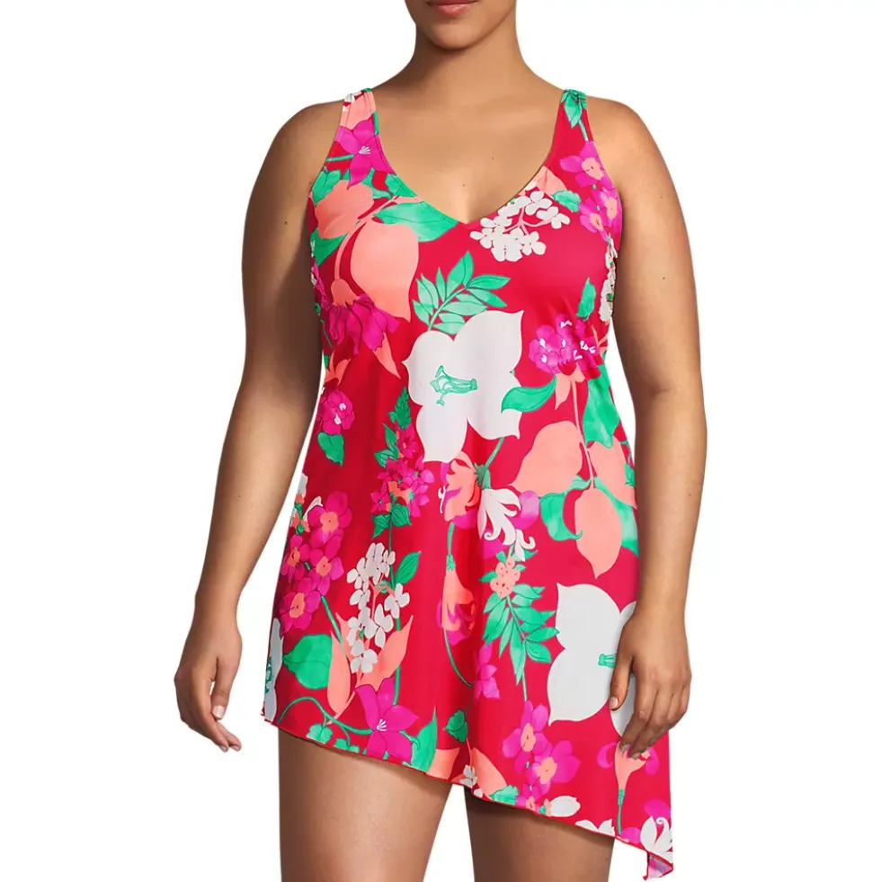 Women's D-Cup SlenderSuit Fauxkini Low Leg One Piece Swimsuit Print