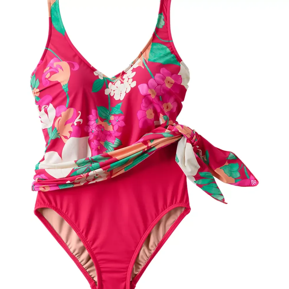 Women's D-Cup SlenderSuit Fauxkini Low Leg One Piece Swimsuit Print