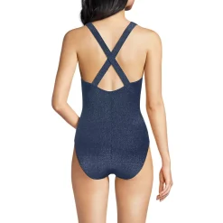 Women's D-Cup Tugless Shine X-Back One Piece Swimsuit