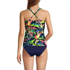 Women's D-Cup V-Neck Plunge X Back Tankini Top