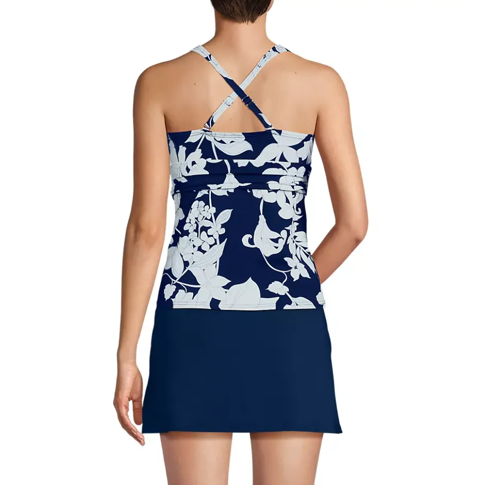 Women's D-Cup V-Neck Plunge X Back Tankini Top