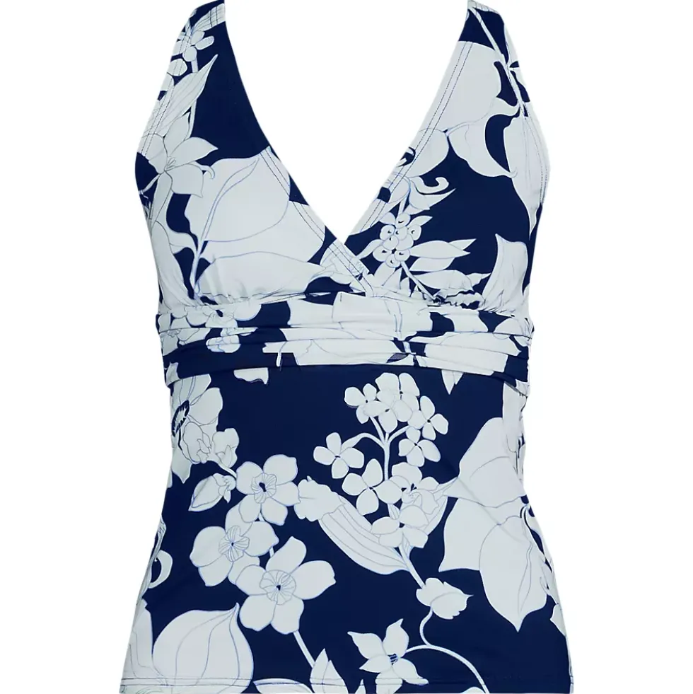Women's D-Cup V-Neck Plunge X Back Tankini Top