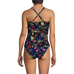 Women's D-Cup V-Neck Plunge X Back Tankini Top