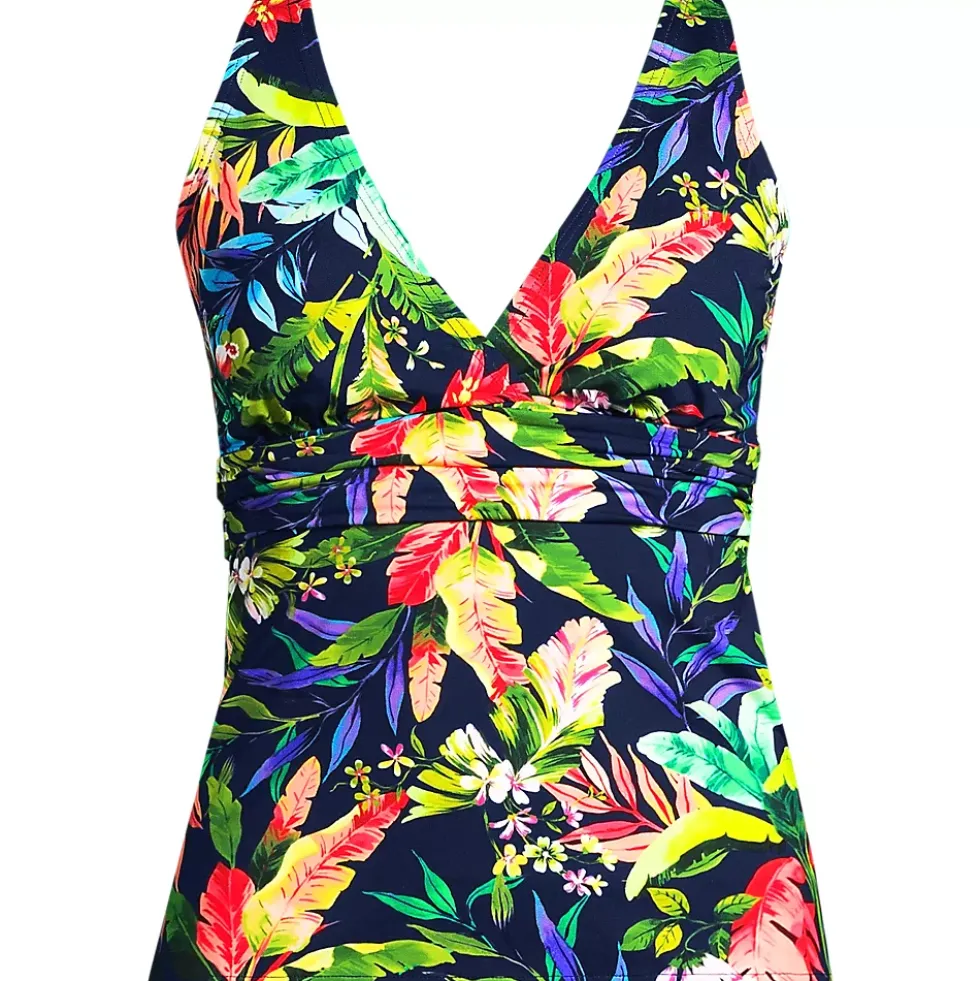 Women's D-Cup V-Neck Plunge X Back Tankini Top