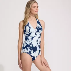 Women's D-Cup V-Neck Plunge X Back Tankini Top