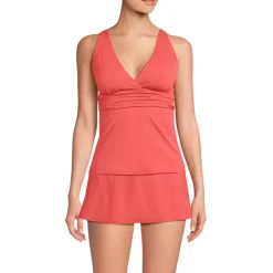 Women's D-Cup V-Neck Plunge X Back Tankini Top