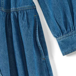 Women's Denim Button Front Midi Shirt Dress
