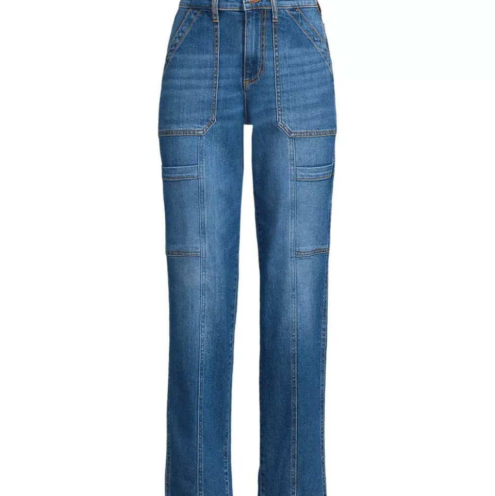 Women's Denim High Rise Utility Cargo Ankle Jeans