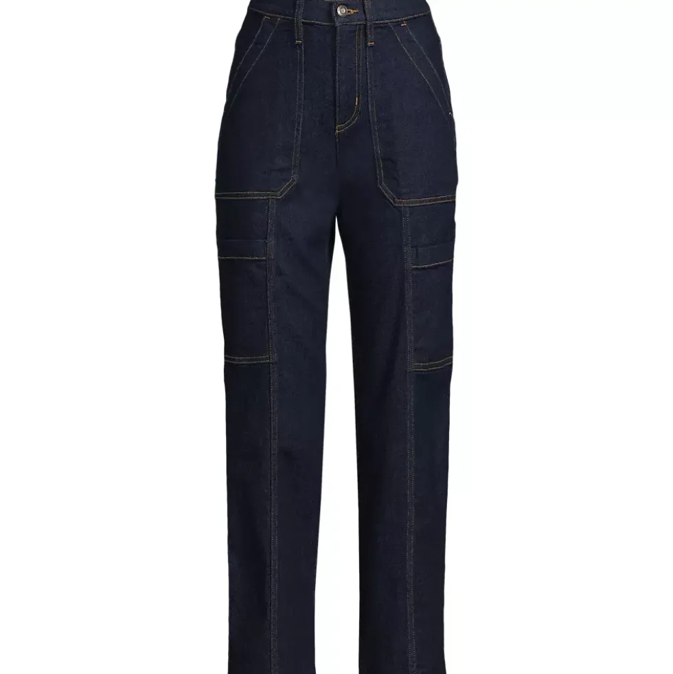 Women's Denim High Rise Utility Cargo Ankle Jeans