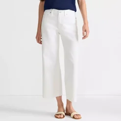 Women's Denim High Rise Wide Leg Crop Jeans