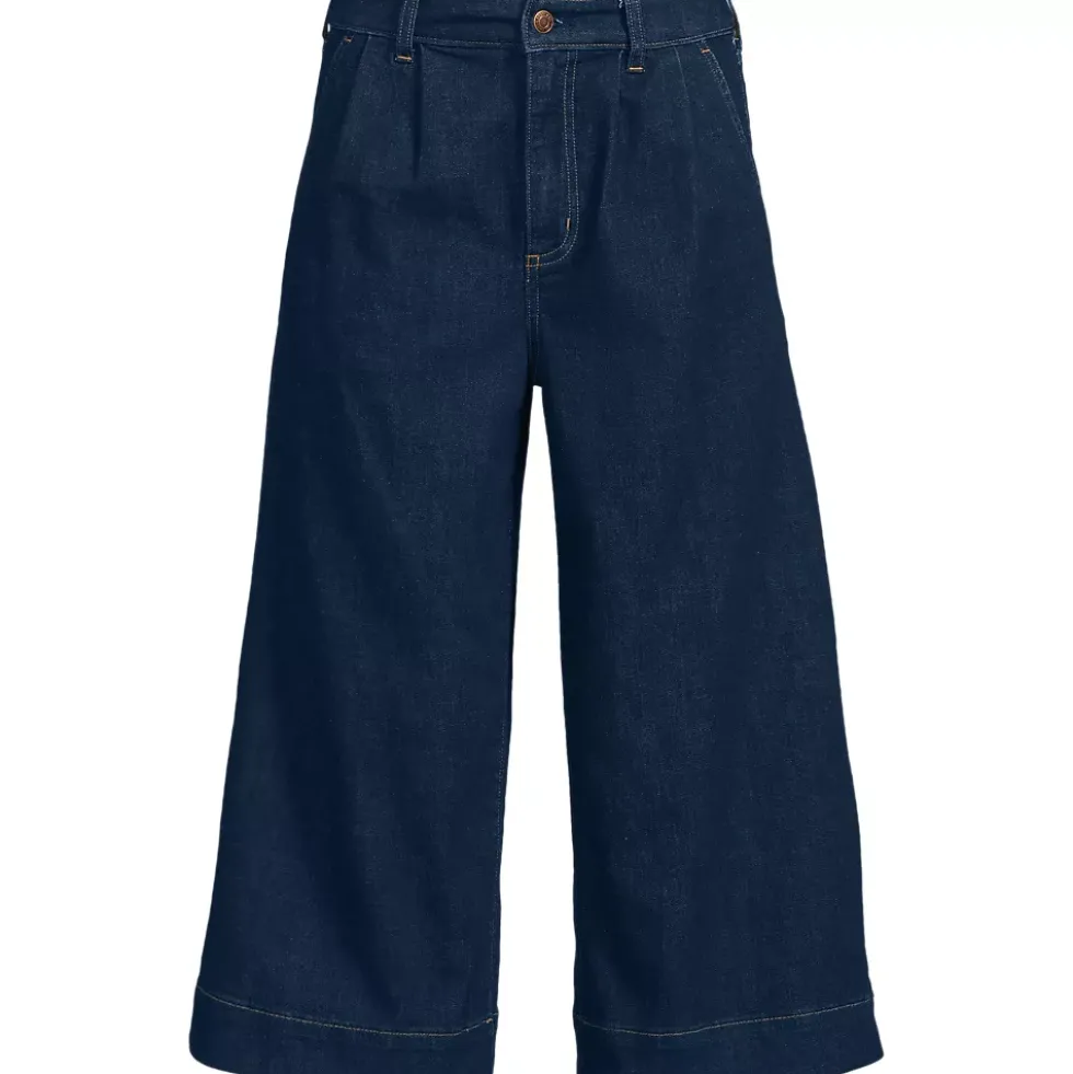 Women's Denim Mid Rise Wide Leg Culotte Jeans