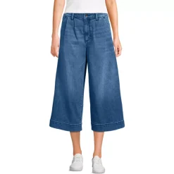 Women's Denim Mid Rise Wide Leg Culotte Jeans