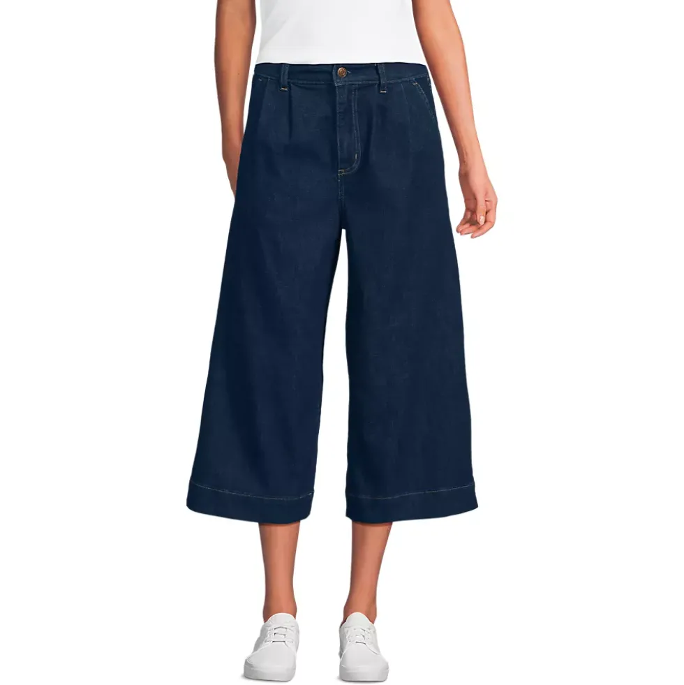 Women's Denim Mid Rise Wide Leg Culotte Jeans