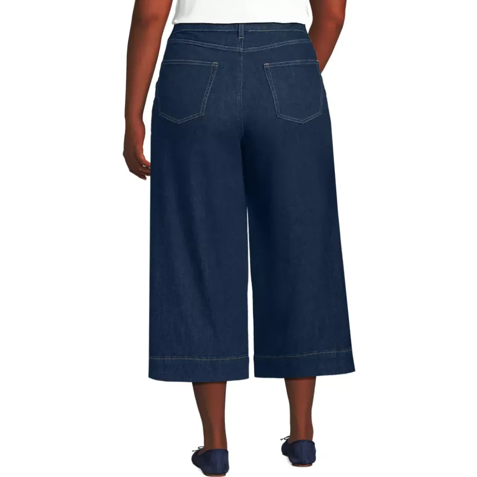 Women's Denim Mid Rise Wide Leg Culotte Jeans