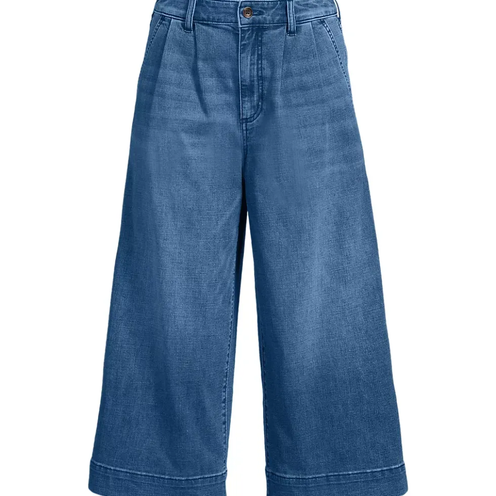 Women's Denim Mid Rise Wide Leg Culotte Jeans