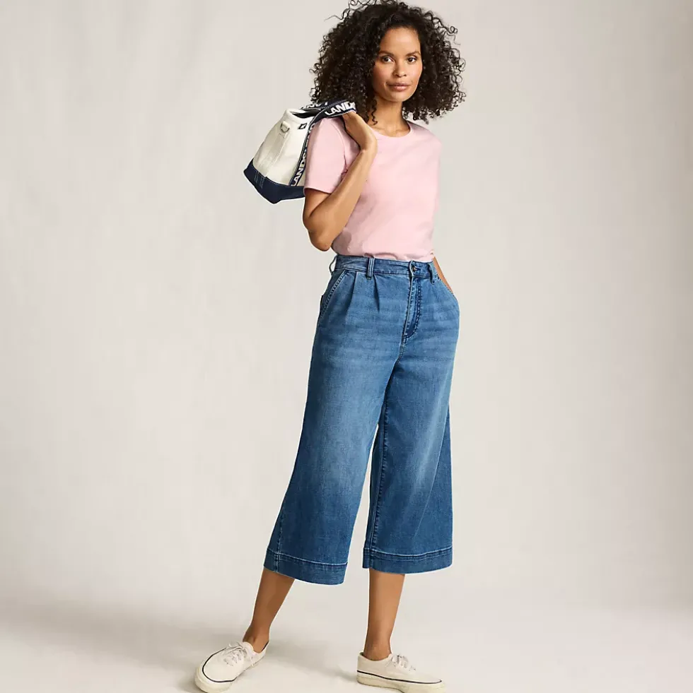 Women's Denim Mid Rise Wide Leg Culotte Jeans