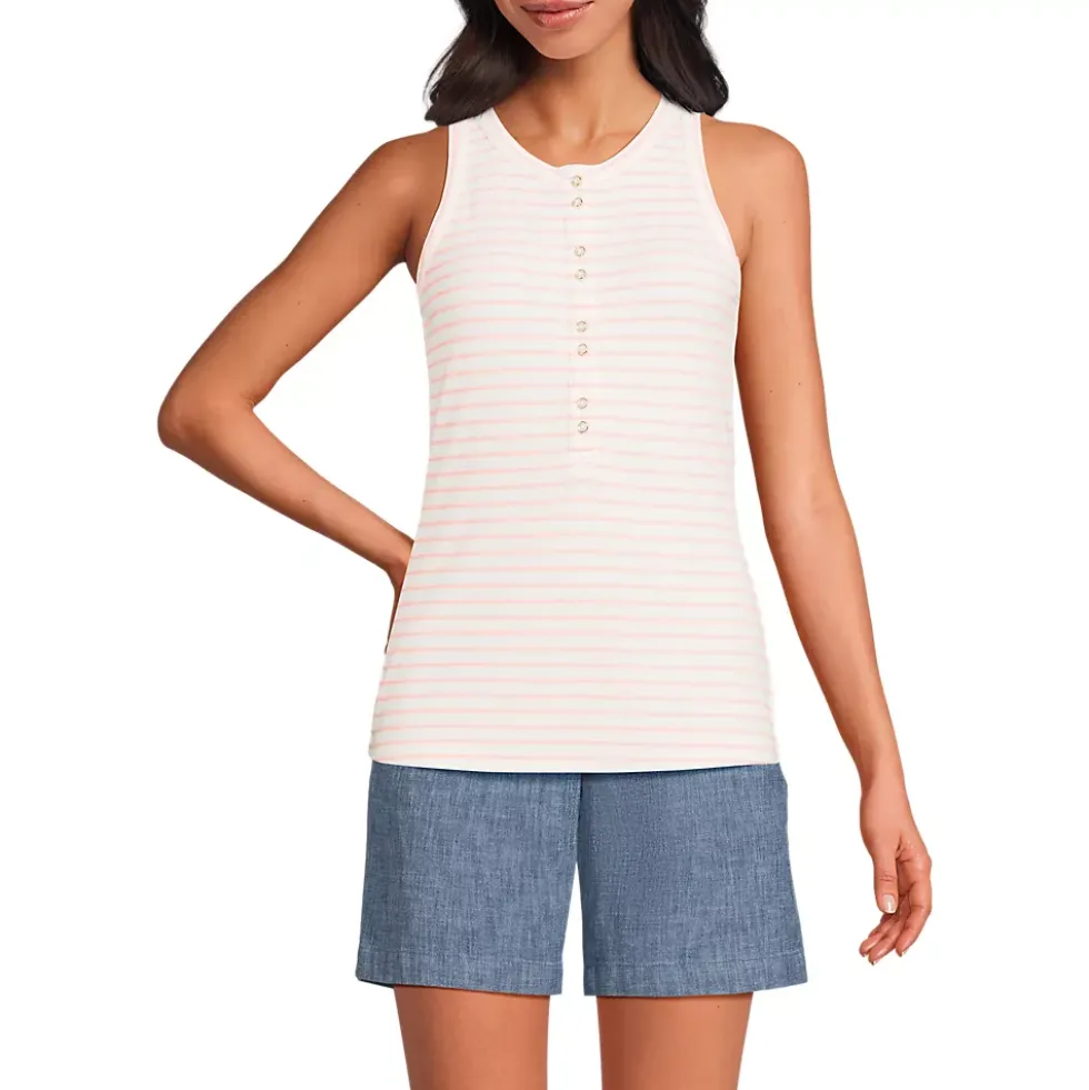 Women's Drapey Rib Fitted Henley Tank Top