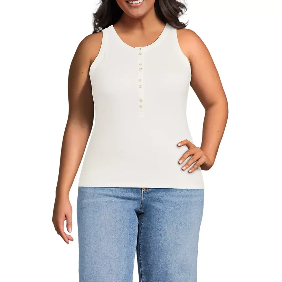 Women's Drapey Rib Fitted Henley Tank Top