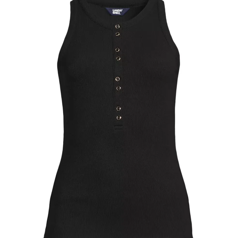 Women's Drapey Rib Fitted Henley Tank Top