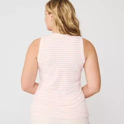 Women's Drapey Rib Fitted Henley Tank Top