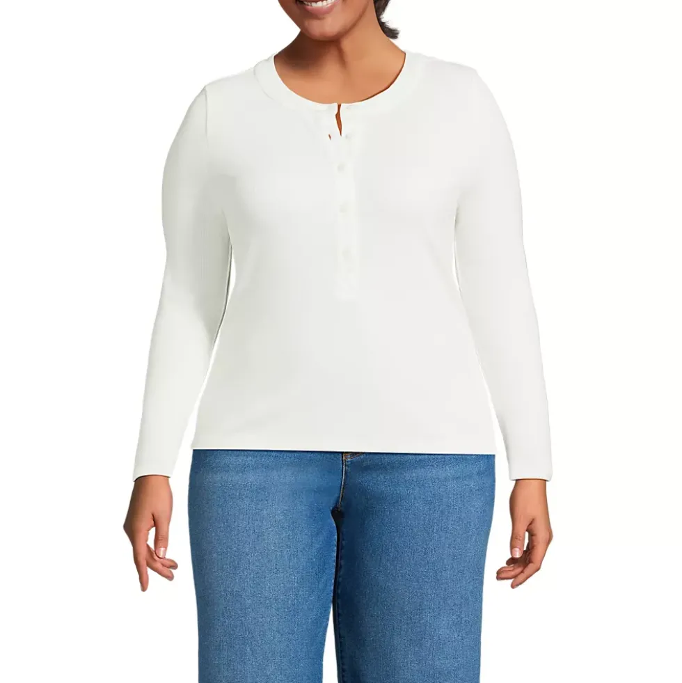 Women's Drapey Rib Fitted Long Sleeve Henley T-Shirt