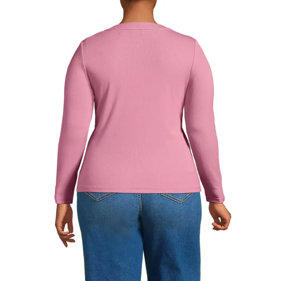 Women's Drapey Rib Fitted Long Sleeve Henley T-Shirt
