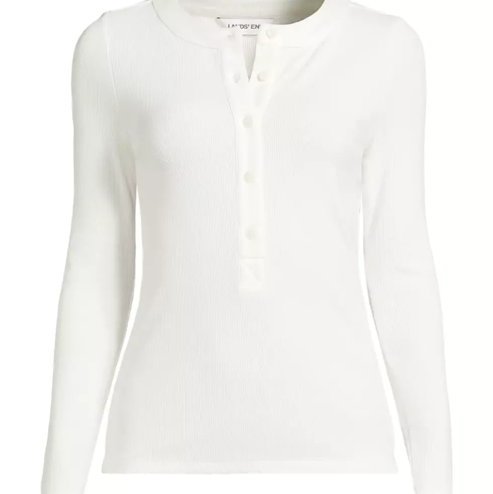 Women's Drapey Rib Fitted Long Sleeve Henley T-Shirt