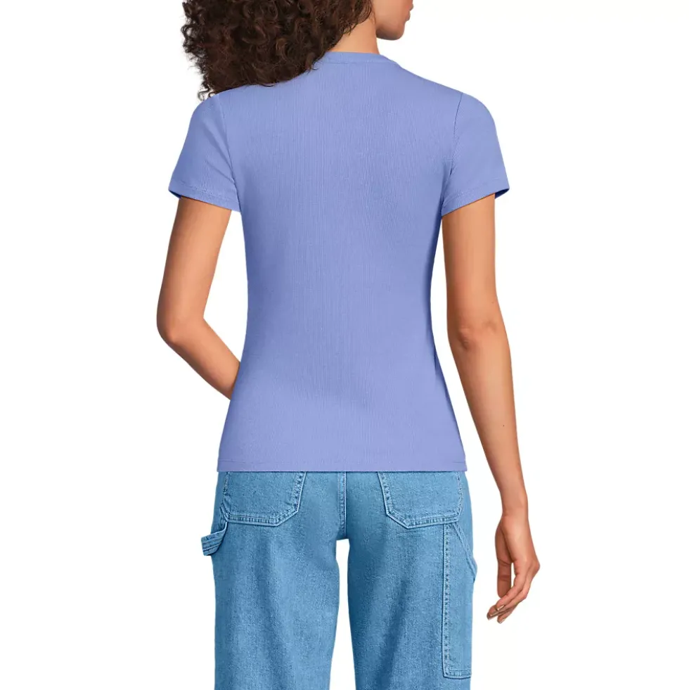 Women's Drapey Rib Fitted Short Sleeve Mini T-Shirt