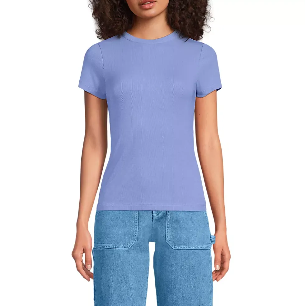 Women's Drapey Rib Fitted Short Sleeve Mini T-Shirt